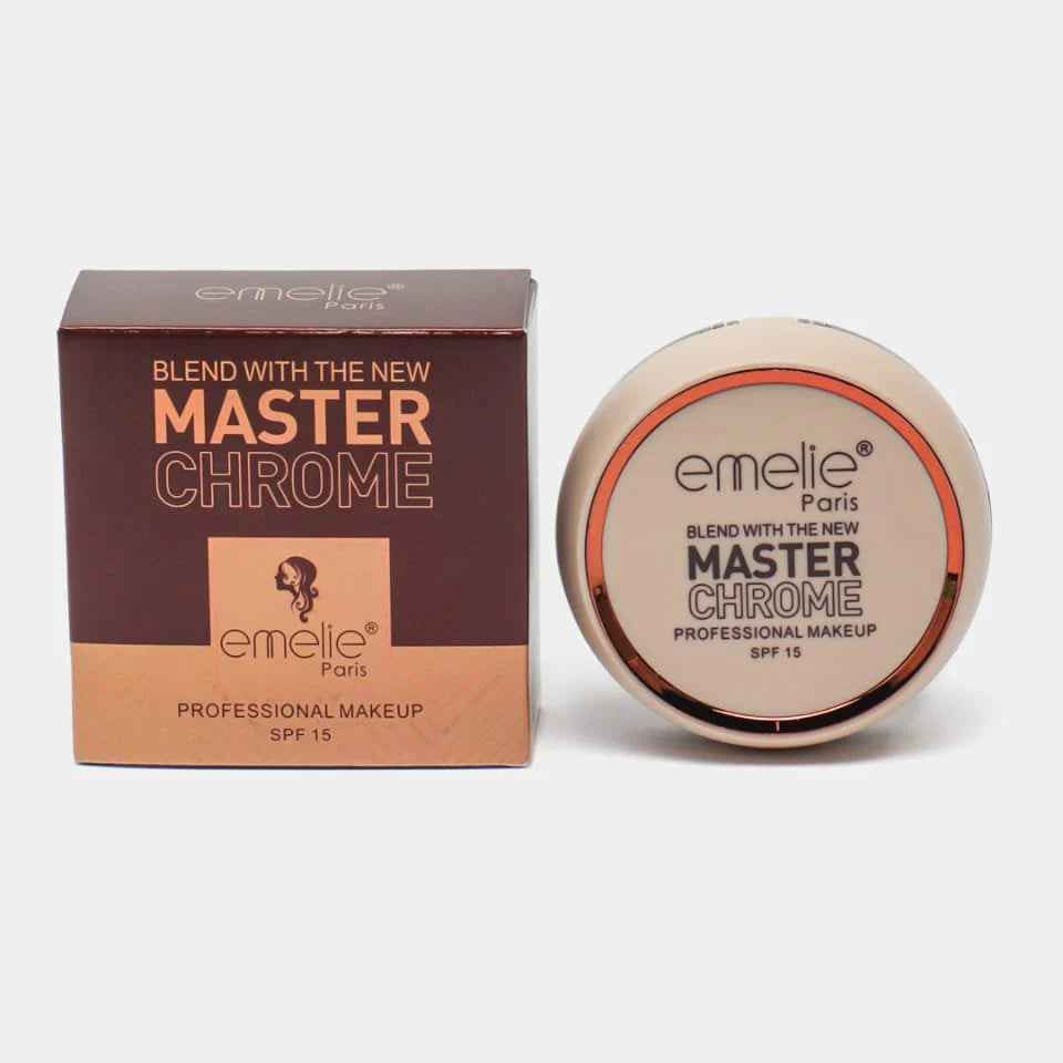 Emelie Paris Master Chrome Compact Powder SPF 15 – Professional Makeup Long Lasting Smooth Finish Face Powder
