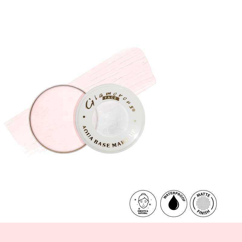 Glamorous Aqua Base Mask packaging with pink and white design on a white background