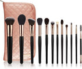 Kraumetik 12-Piece Makeup Brushes Set,Premium Synthetic Brush Blending Face Powder Blush Concealers Eye Cosmetics Make Up Kits