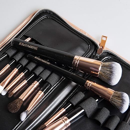 Kraumetik 12-Piece Makeup Brushes Set,Premium Synthetic Brush Blending Face Powder Blush Concealers Eye Cosmetics Make Up Kits