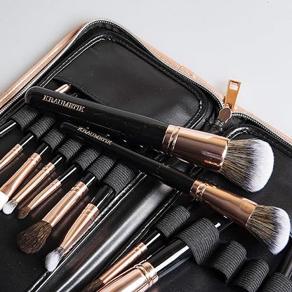 Kraumetik 12-Piece Makeup Brushes Set,Premium Synthetic Brush Blending Face Powder Blush Concealers Eye Cosmetics Make Up Kits