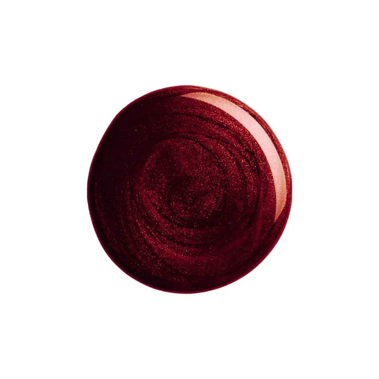 Red circular object with a textured surface on a white background