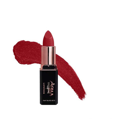 Red lipstick with a swatch on a white background