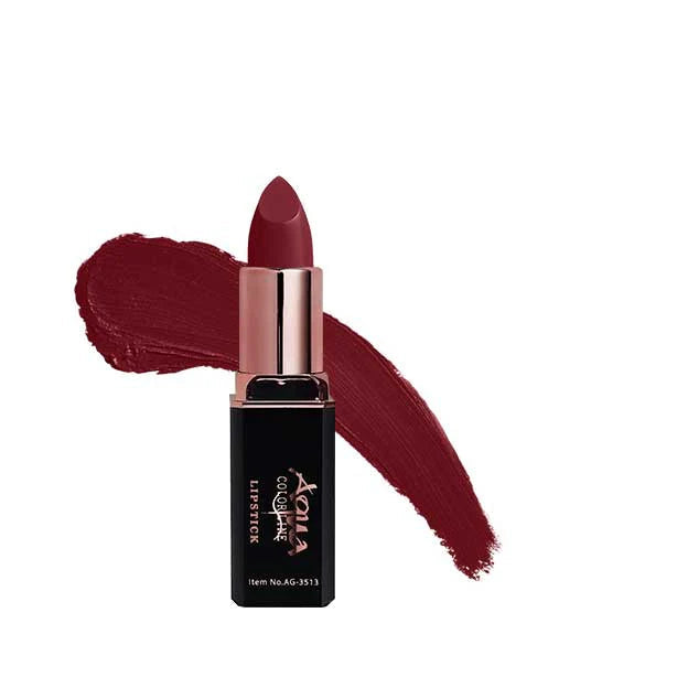 Lipstick with a swatch on a white background, featuring the brand 'Aqua'.