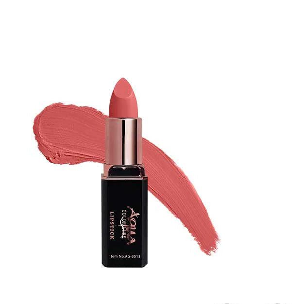 Lipstick with a swatch on a white background, featuring the brand 'Aqua'.