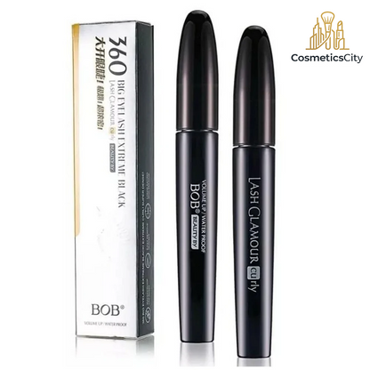 BOB 360 Black Dense Mascara | Big Eyelash Extreme Black | Long-Lasting Waterproof Mascara