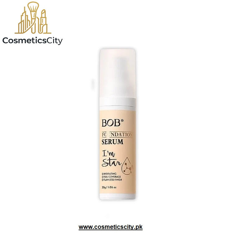 Bob Red Notion Serum foundation bottle in 'I'm Star' shade, 30g, shown on a white background with a 'CosmeticsCity' logo in the top-left corner and website URL at the bottom.