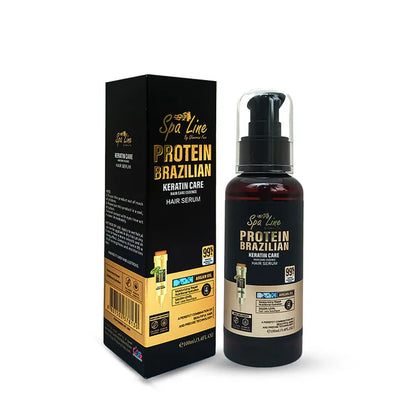 Spa Line Protein Brazilian Keratin Care hair serum bottle and packaging on a white background