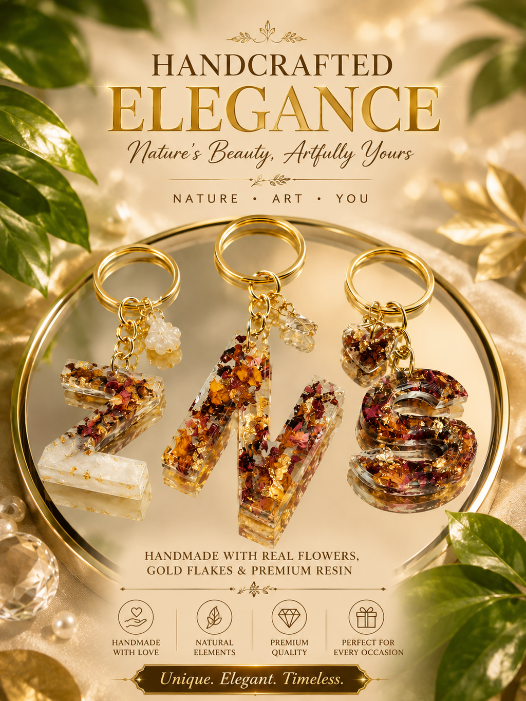 Personalized Resin Initial Keychain