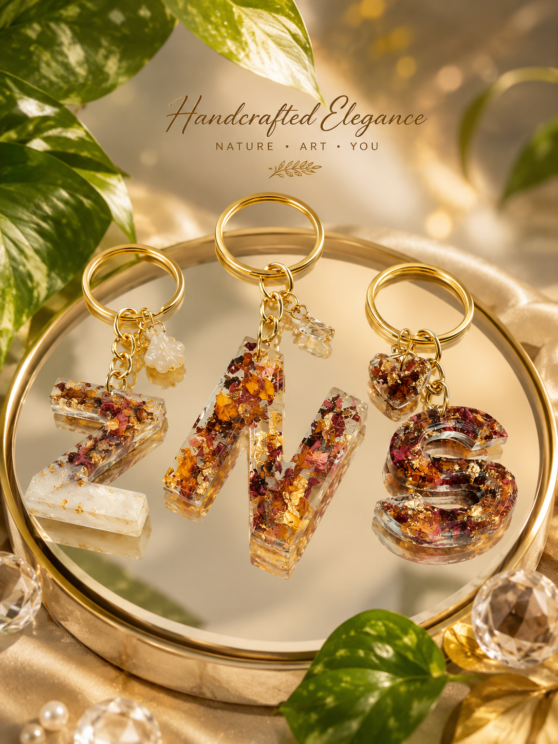 Personalized Resin Initial Keychain