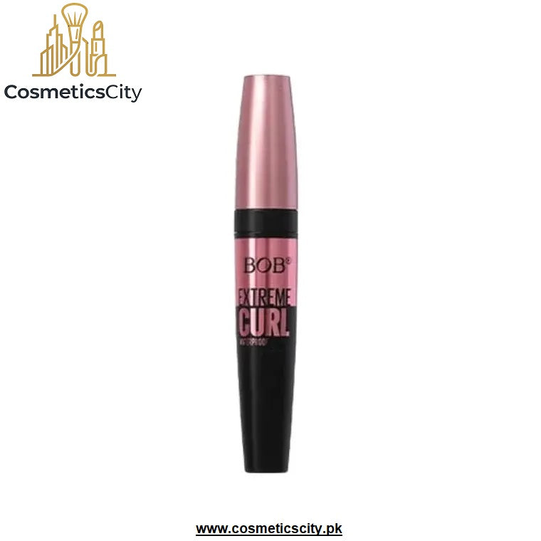 Bob's Redgent Extreme Curl Mascara in a black and pink tube, shown against a plain white background with a 'CosmeticsCity' logo in the top-left corner.