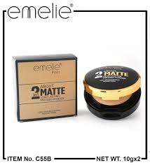 Emelie 2 In 1 Matte Foundation Powder – Long Lasting Waterproof Pressed Powder