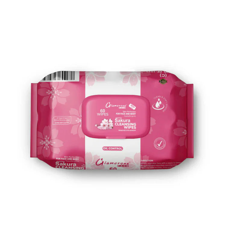 Glamorous Face Cleansing Makeup Remover Wipes Large 60 Pieces