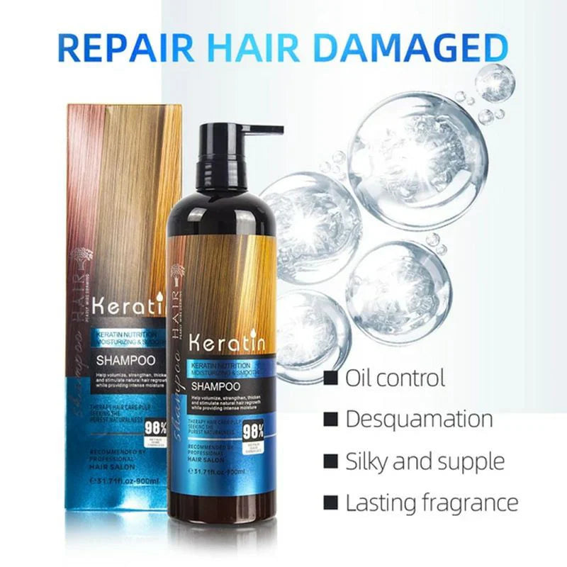 Keratin Blue Hair Straightening Shampoo 900 ml